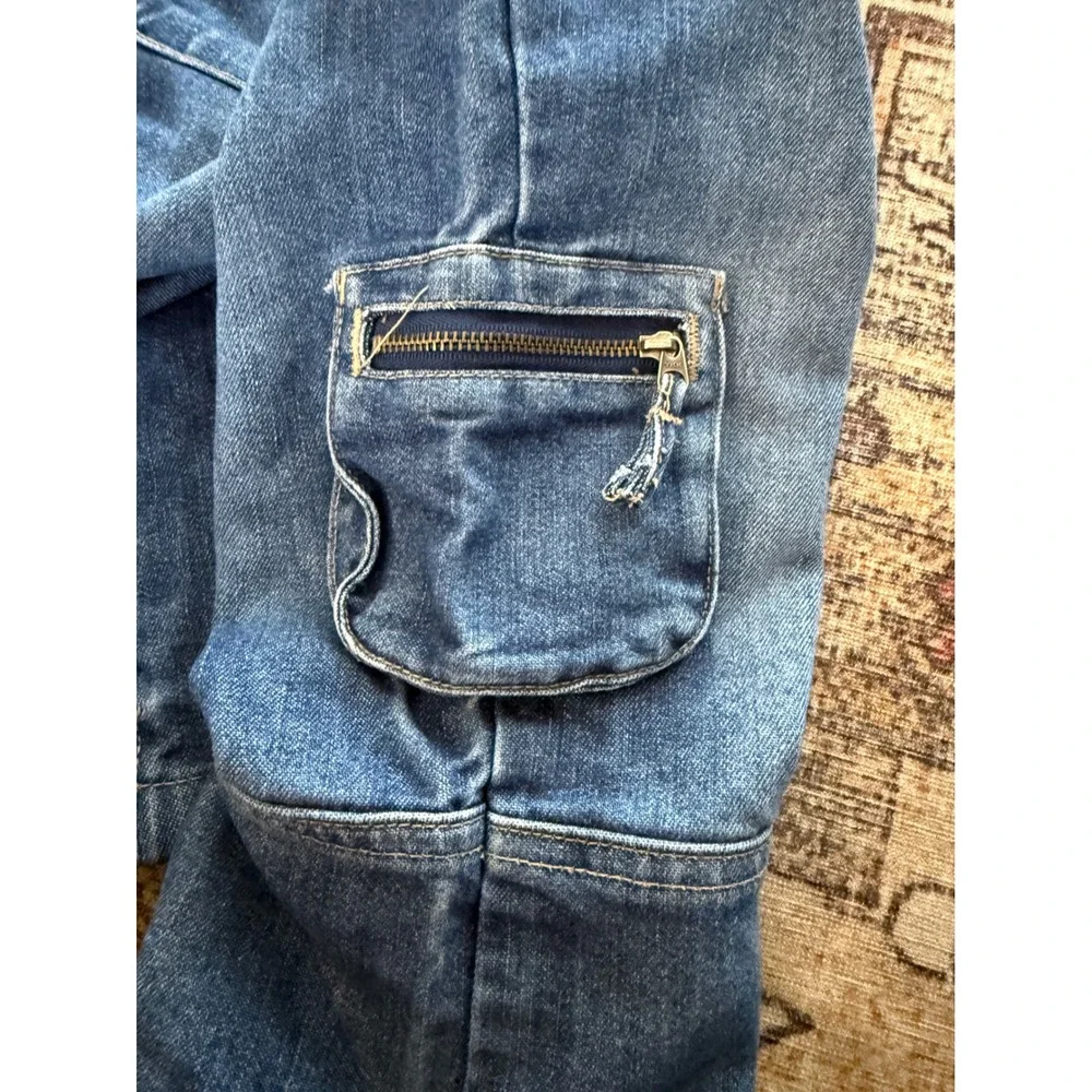Old Navy Toddler Boys Denim Overalls Medium Wash‎ Cargo Pockets 4T Vintage 2004